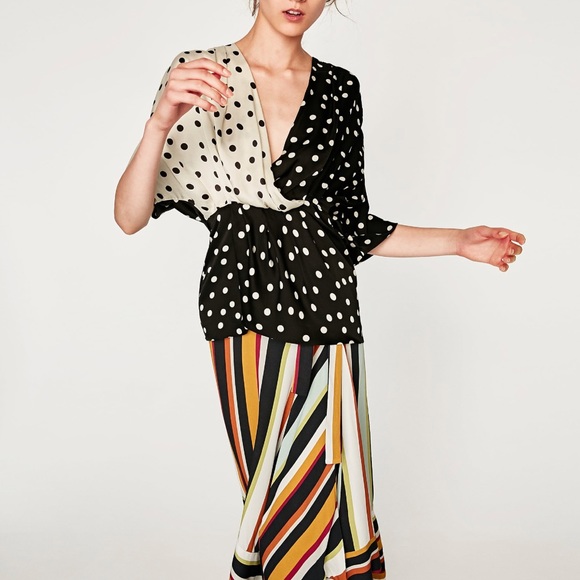 polka dot combined top zara